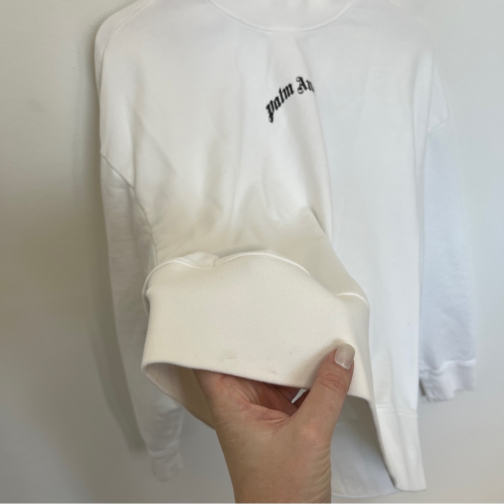 Palm Angels White & Black Crewneck Sweatshirt Size Small - Picture 4 of 8